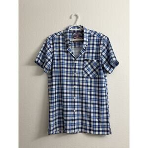 Retro Rifle The Forrest Button Down Shirt Mens M Checkered Blue White
